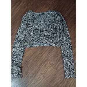 Shein leopard print cropped long sleeve shirt size xlarge 12